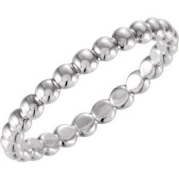 14K White Beaded Stackable Ring,All Products : American Fashion Style Bags On Sale